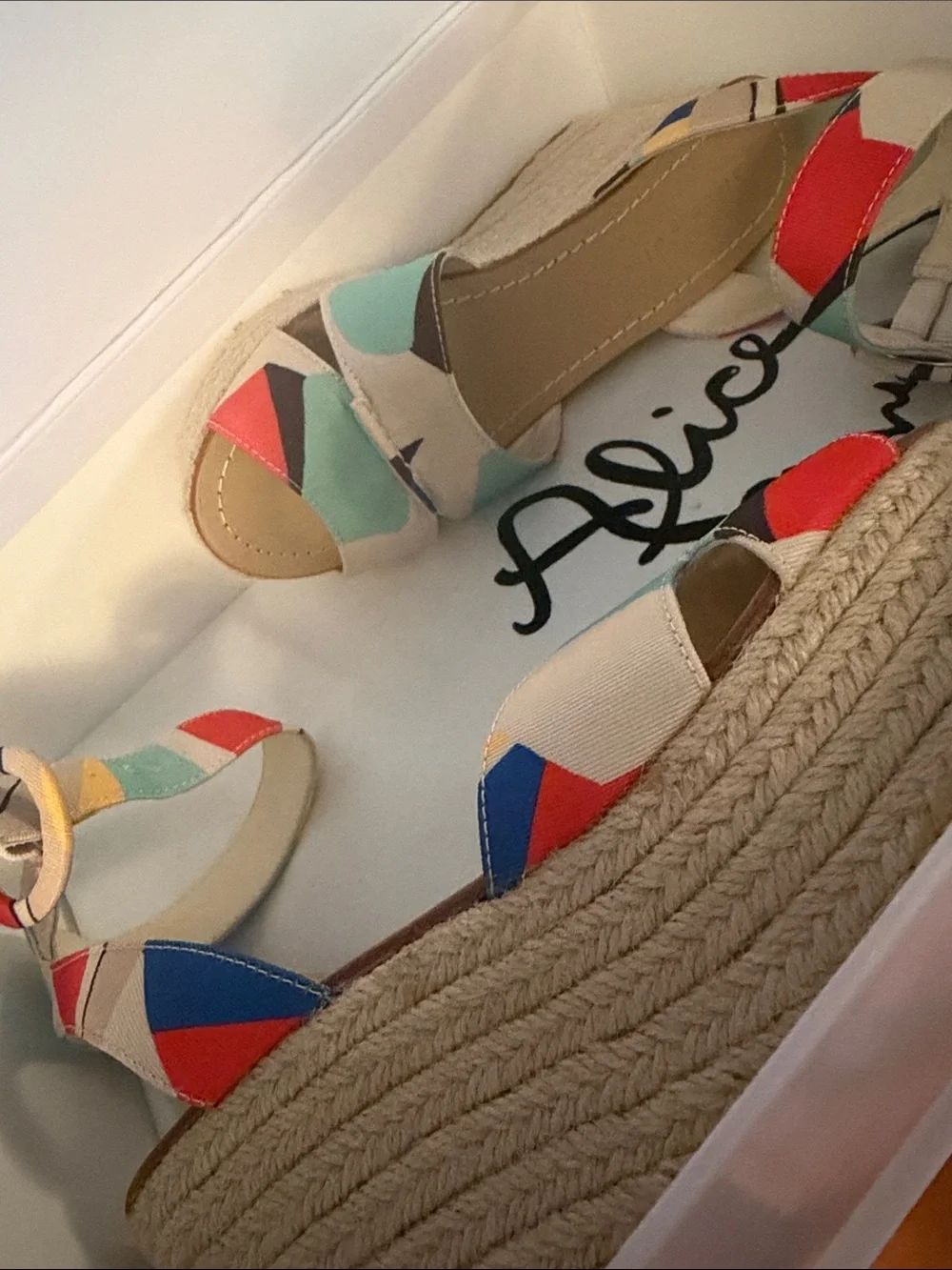 Alice + Olivia Multicolor Patterned Espadrille Wedges